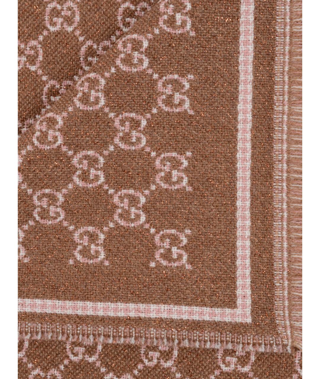 GUCCI Коричневый шерстяной шарф, фото 2