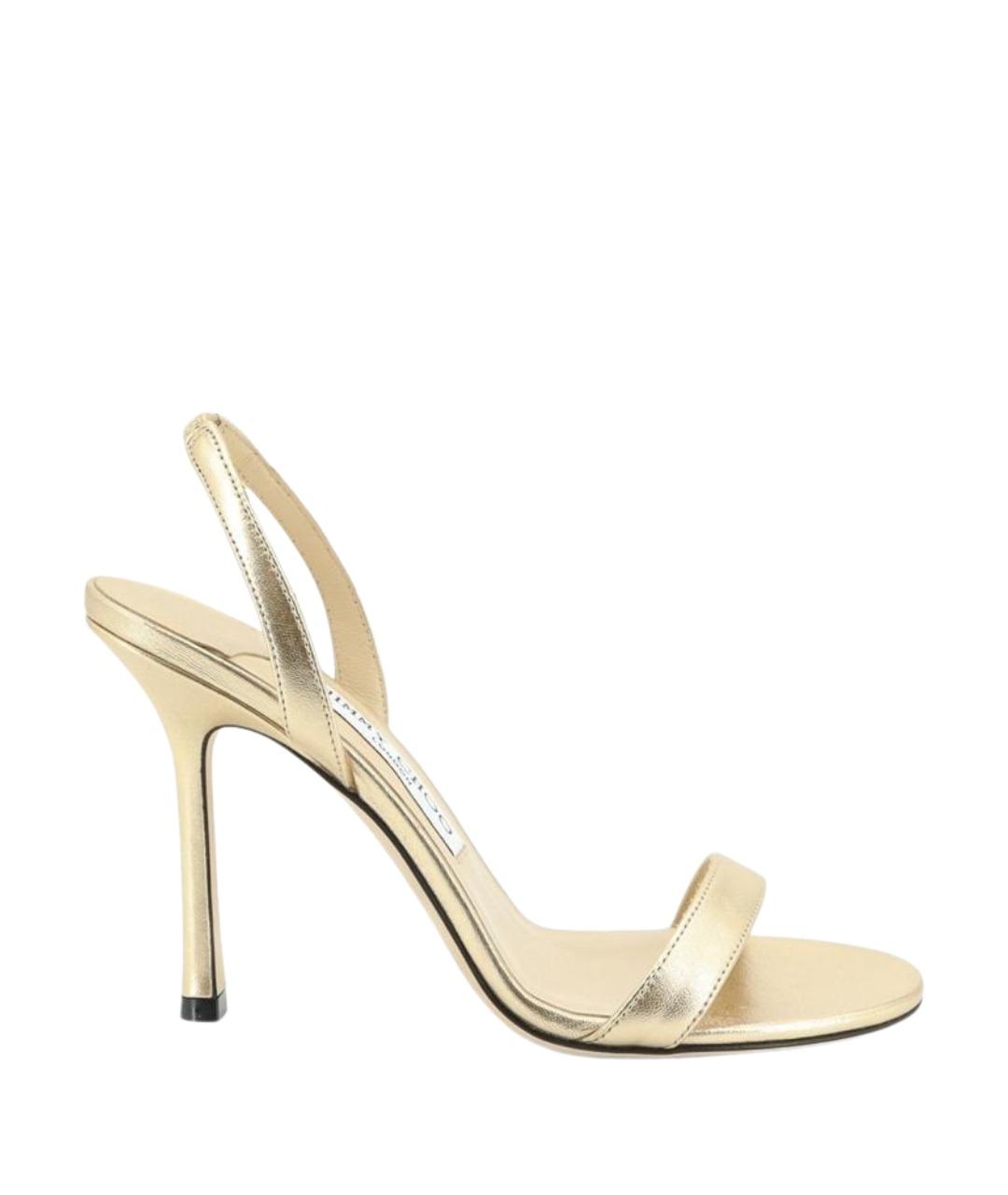 JIMMY CHOO Золотые кожаные босоножки, фото 1
