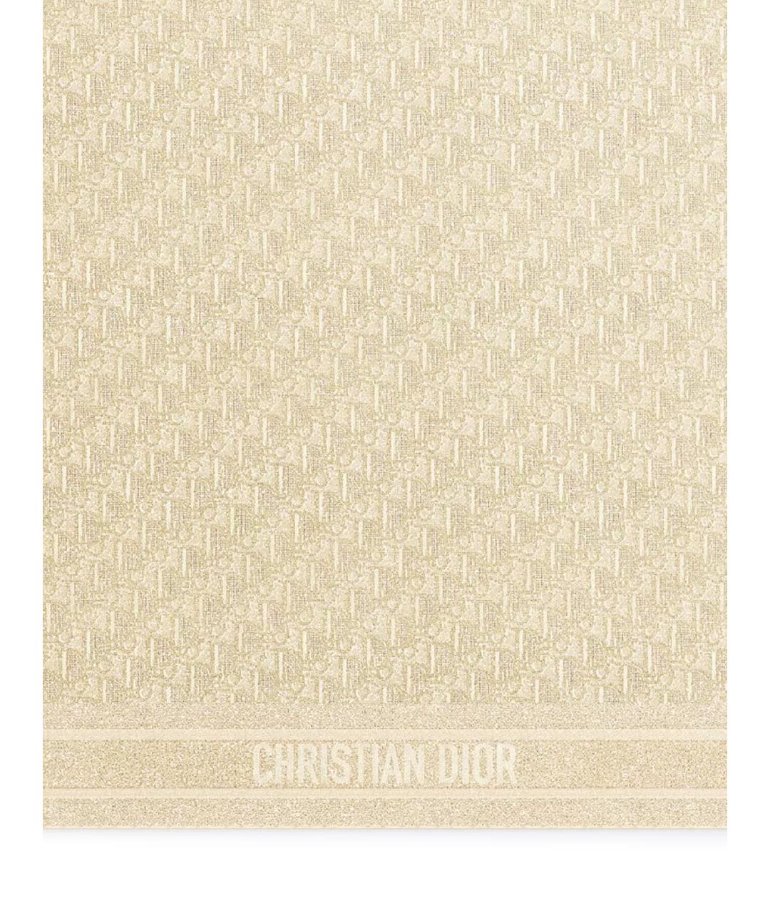 CHRISTIAN DIOR Бежевый шелковый платок, фото 2
