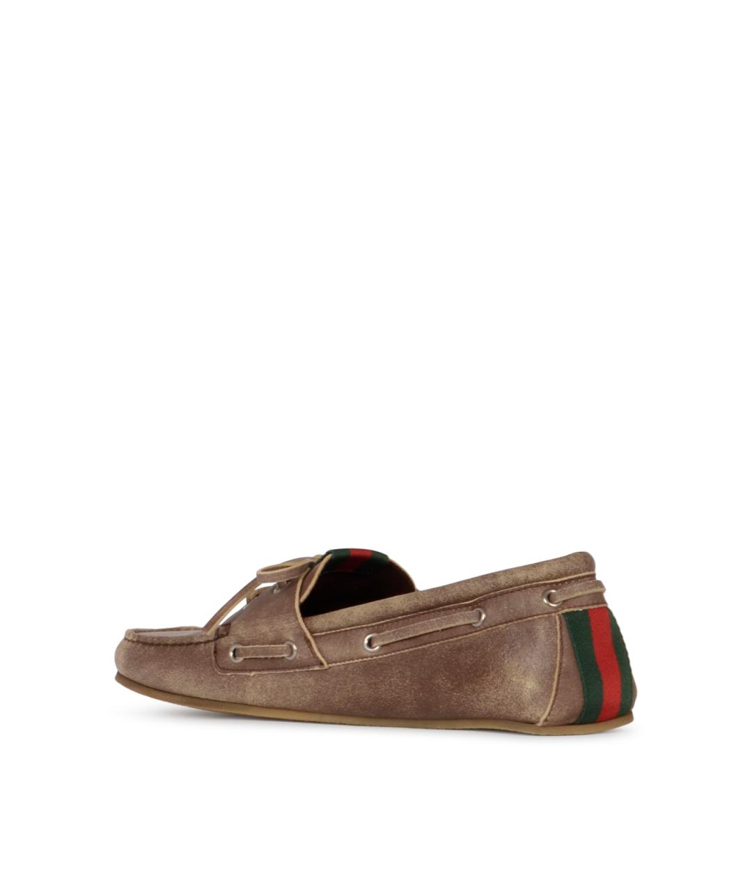GUCCI Коричневые кожаные лоферы, фото 3