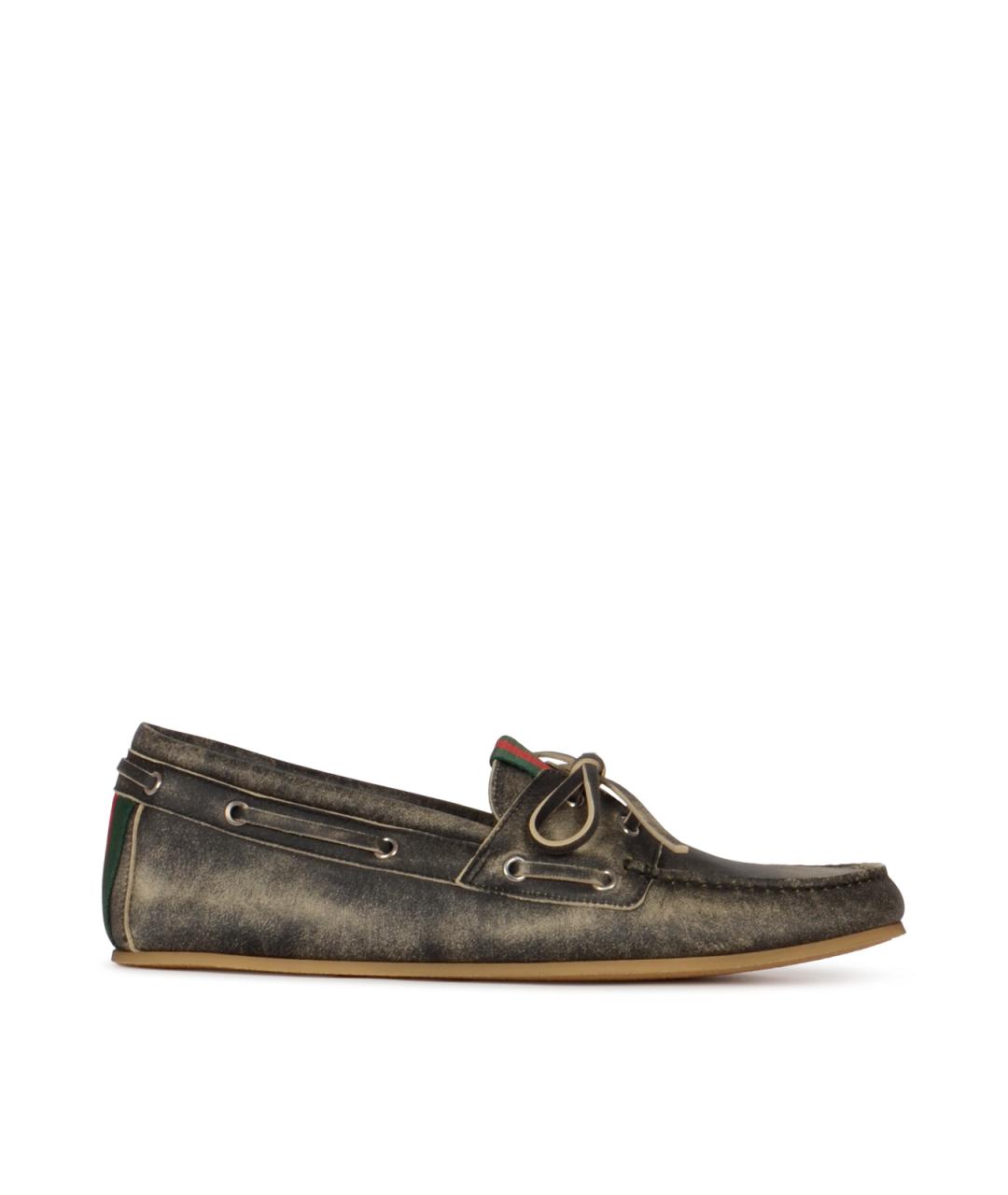 GUCCI Черные кожаные лоферы, фото 1