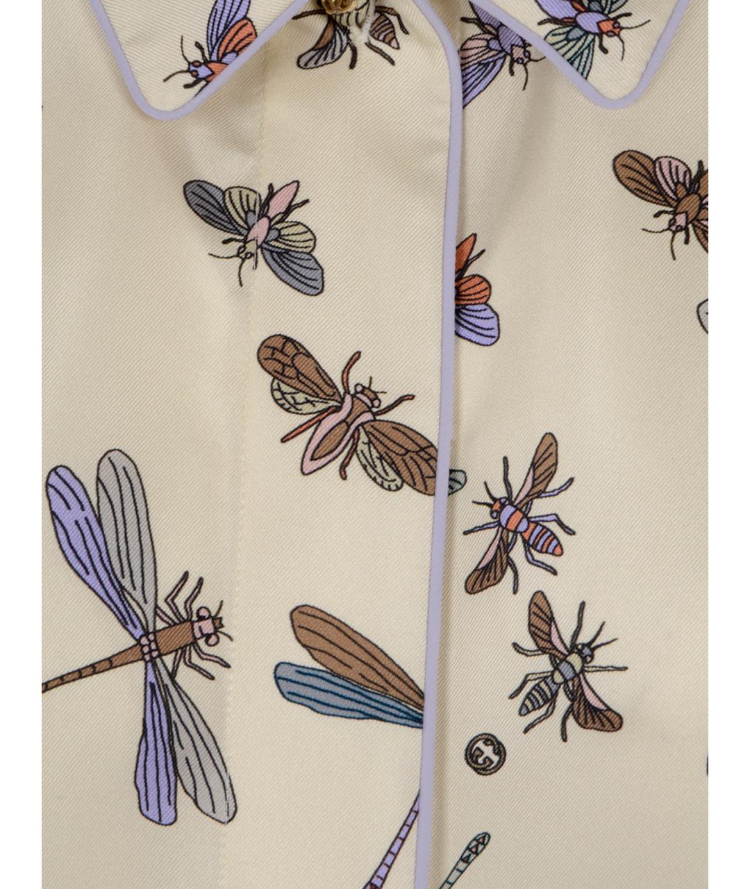 GUCCI Бежевая шелковая рубашка, фото 3