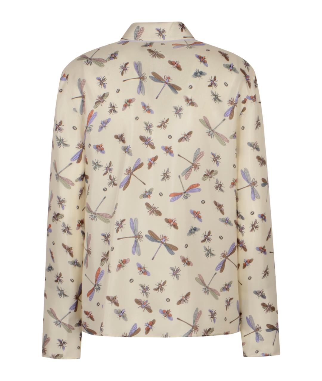 GUCCI Бежевая шелковая рубашка, фото 2