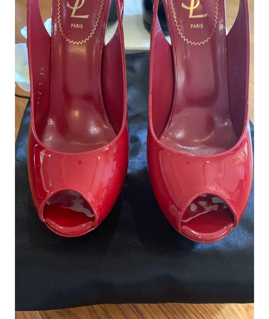 SAINT LAURENT Красные босоножки из лакированной кожи, фото 4