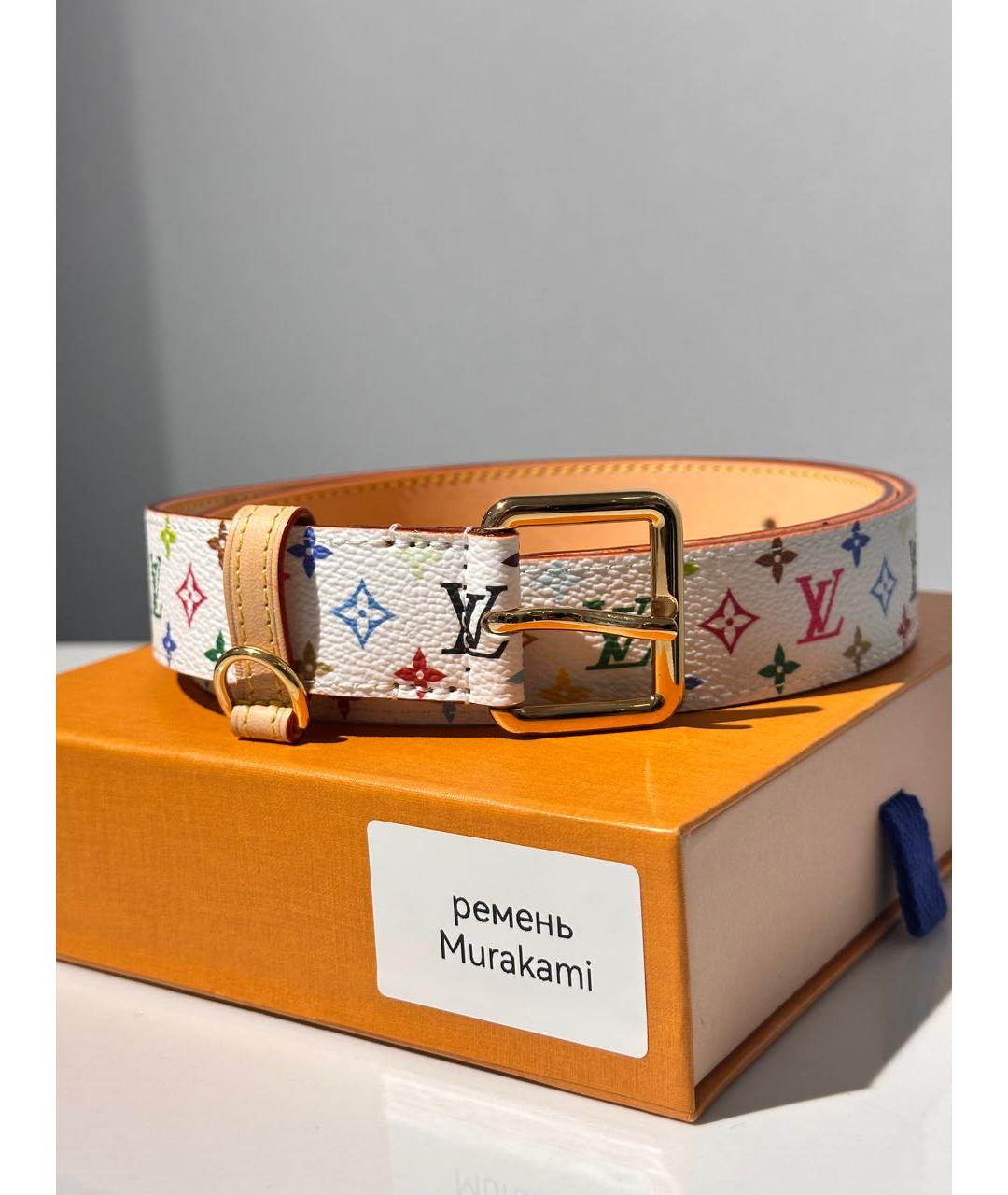 LOUIS VUITTON Белый кожаный ремень, фото 5