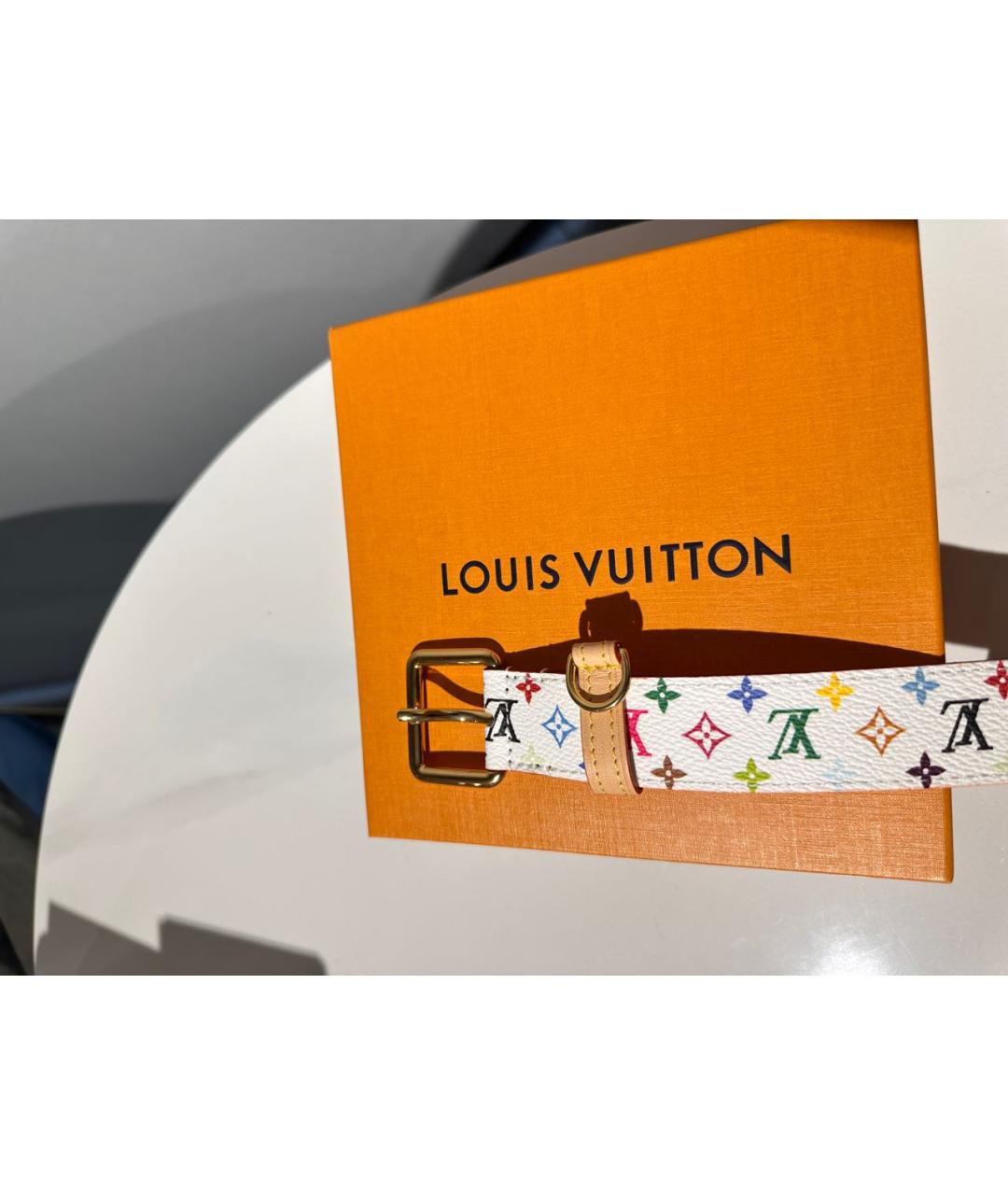 LOUIS VUITTON Белый кожаный ремень, фото 2