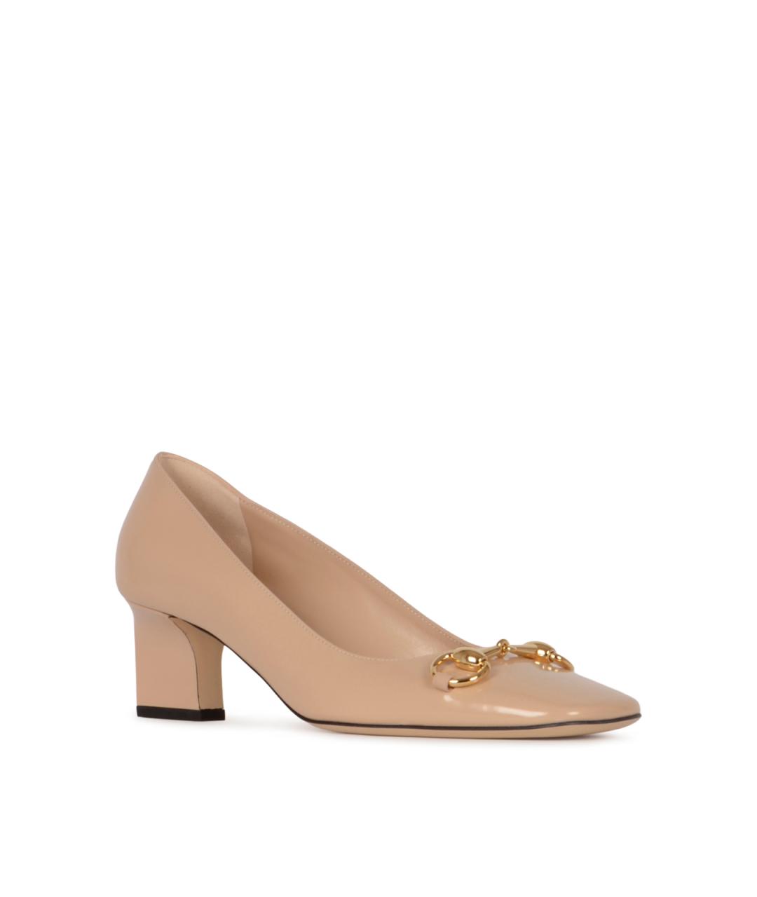 GUCCI Бежевые кожаные туфли, фото 2