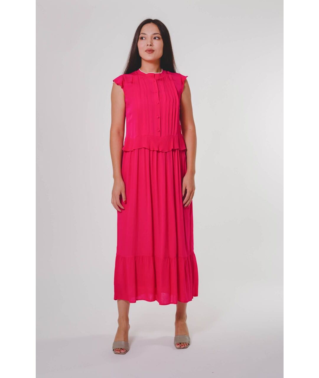 TWIN-SET Розовое вискозное повседневное платье, фото 5