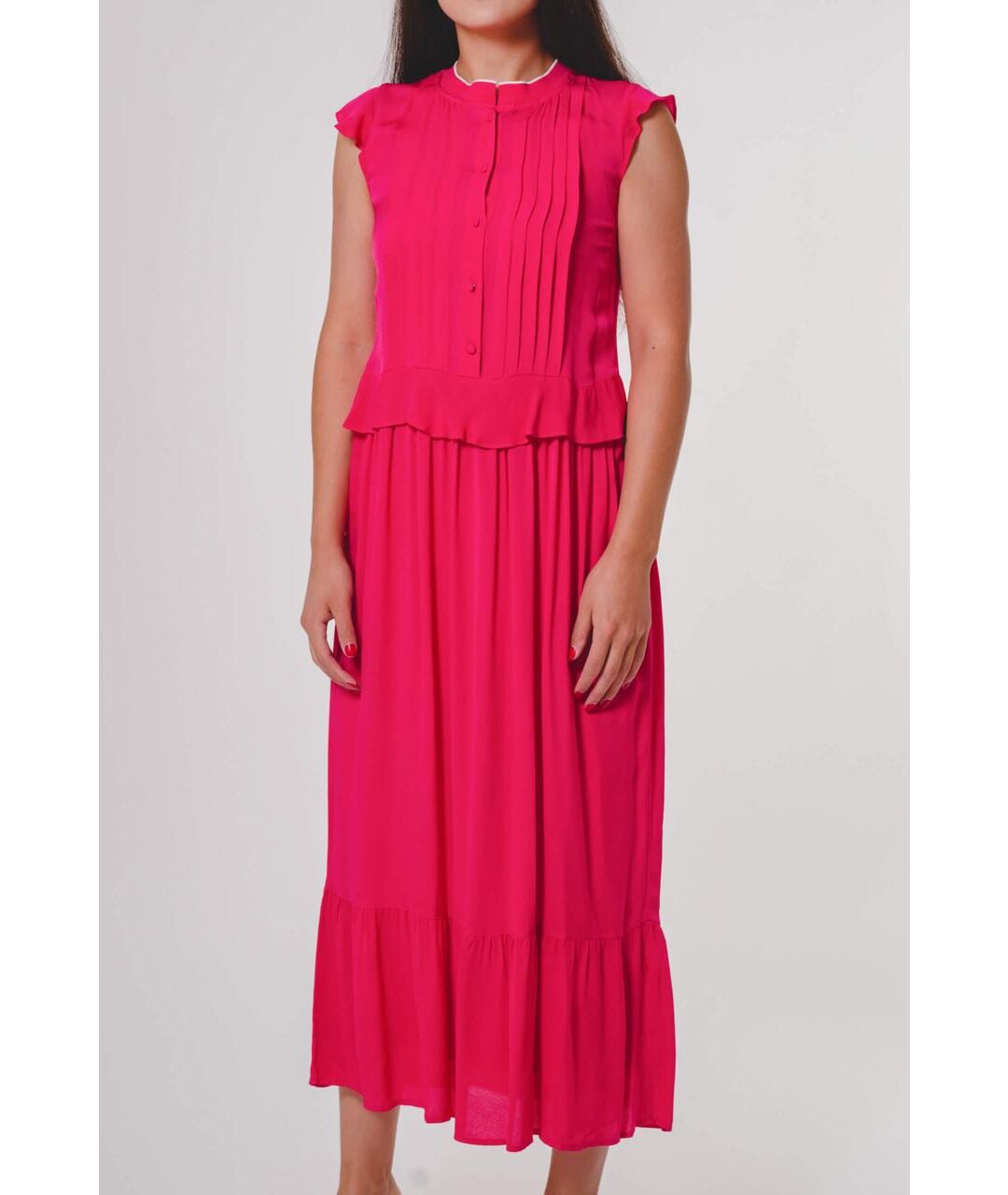 TWIN-SET Розовое вискозное повседневное платье, фото 4