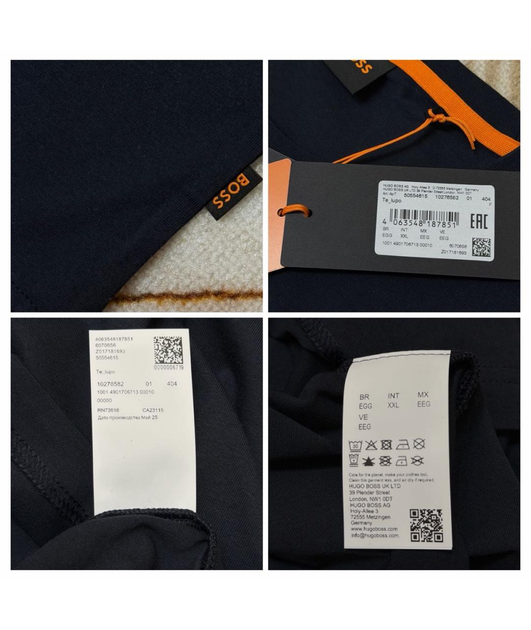 HUGO BOSS Темно-синяя хлопковая футболка, фото 7