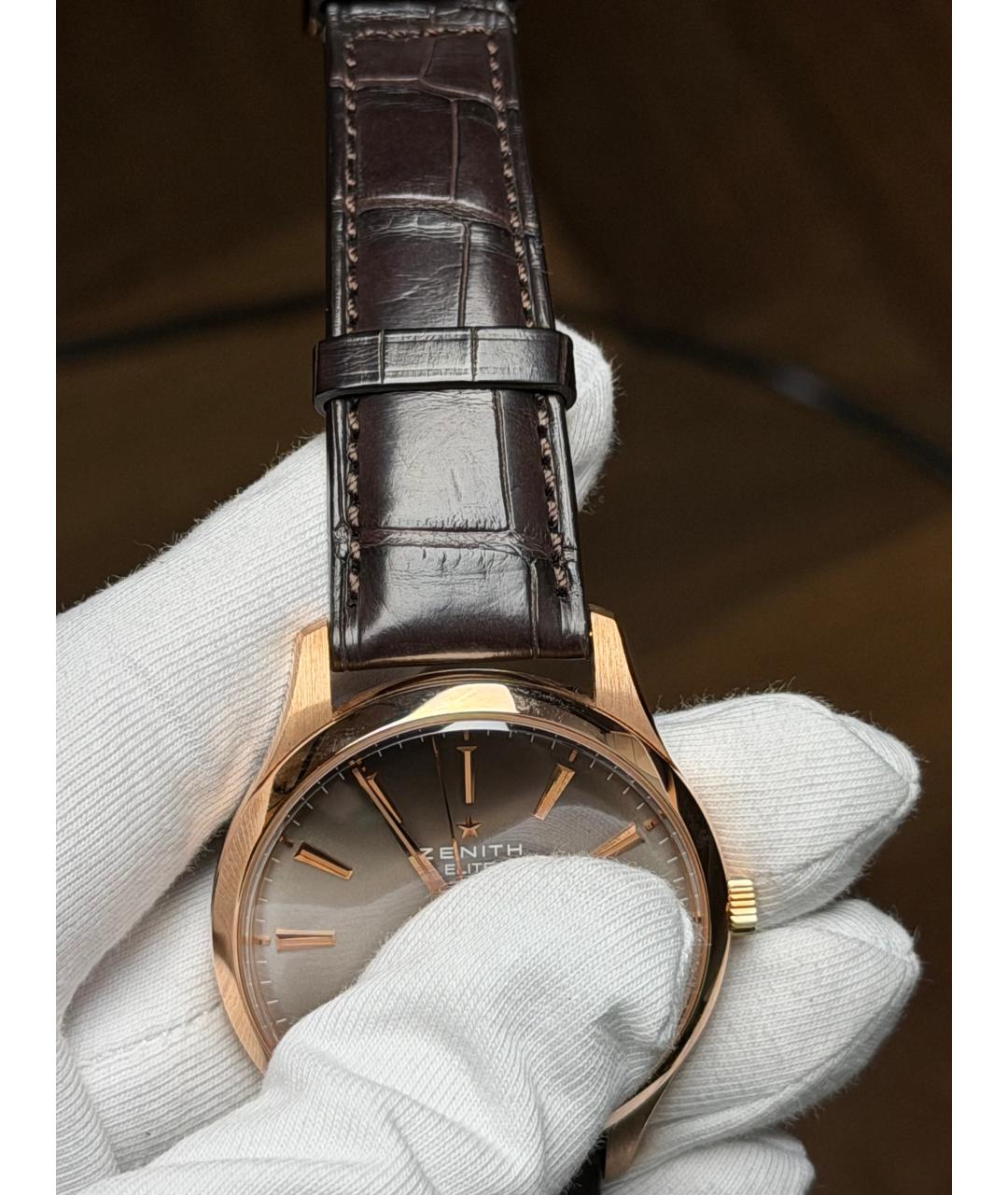ZENITH Коричневые часы из розового золота, фото 6