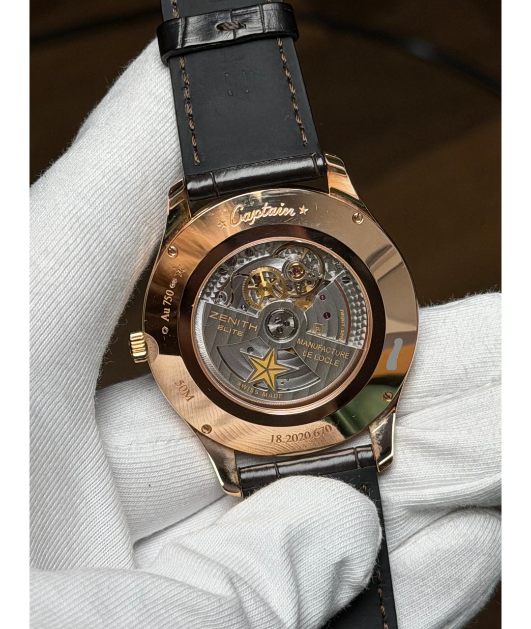 ZENITH Коричневые часы из розового золота, фото 7