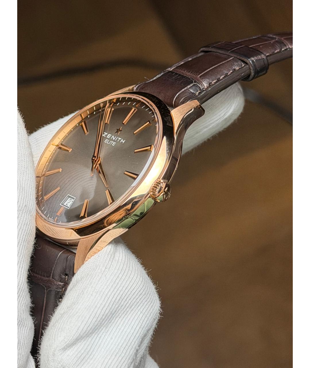 ZENITH Коричневые часы из розового золота, фото 4