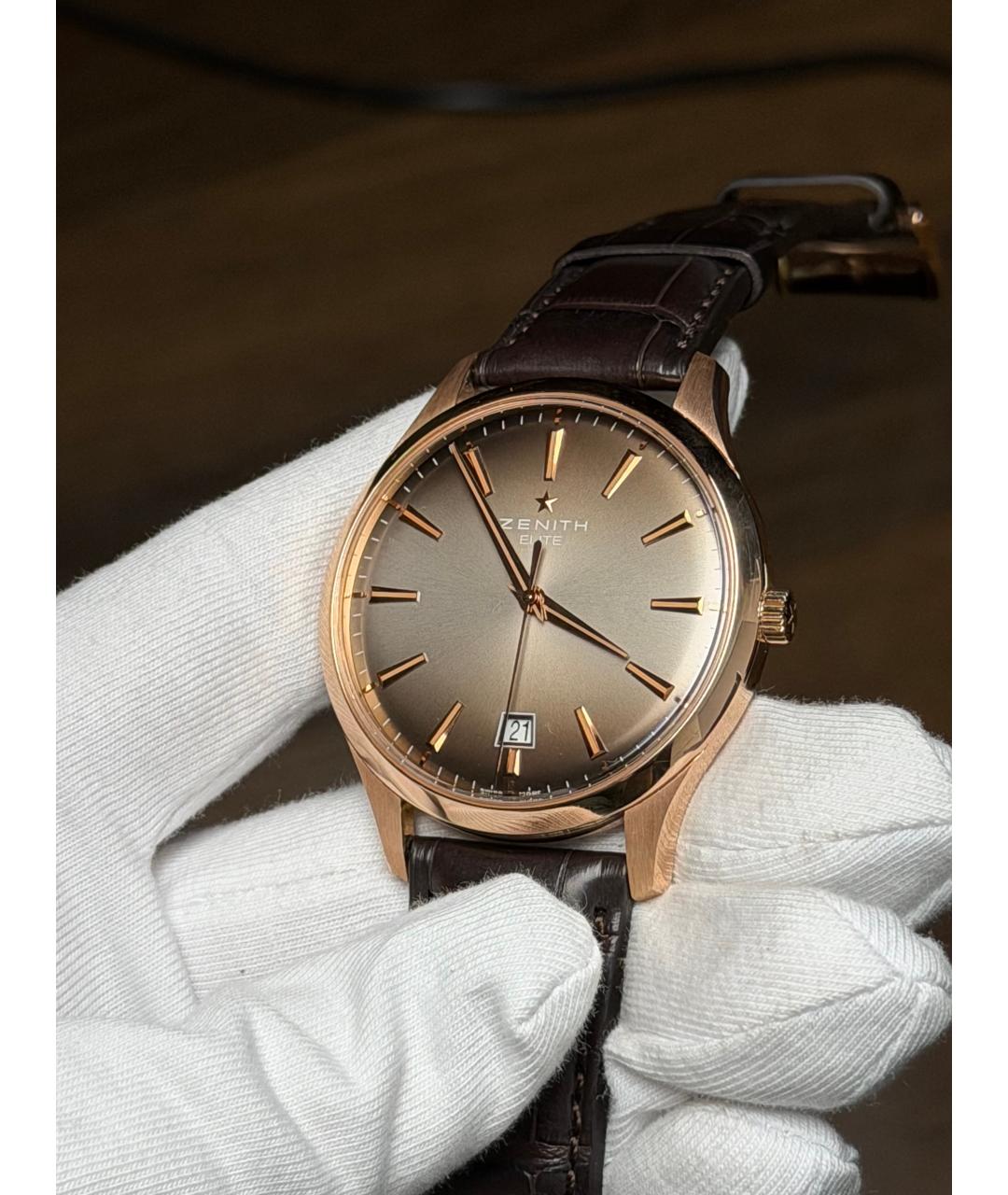 ZENITH Коричневые часы из розового золота, фото 3