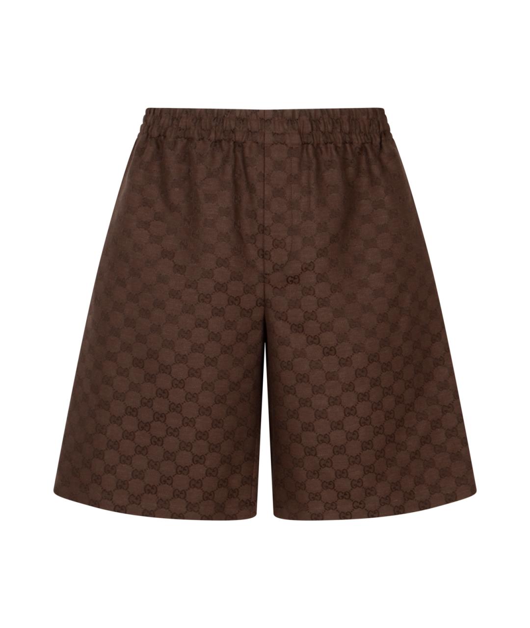GUCCI Коричневые льняные шорты, фото 1