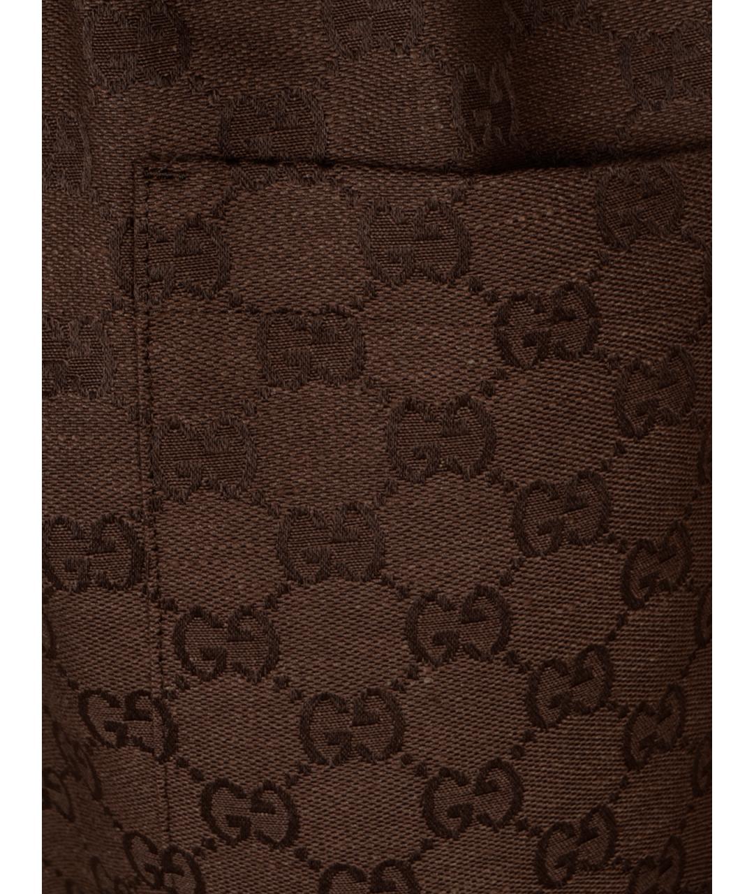 GUCCI Коричневые льняные шорты, фото 3