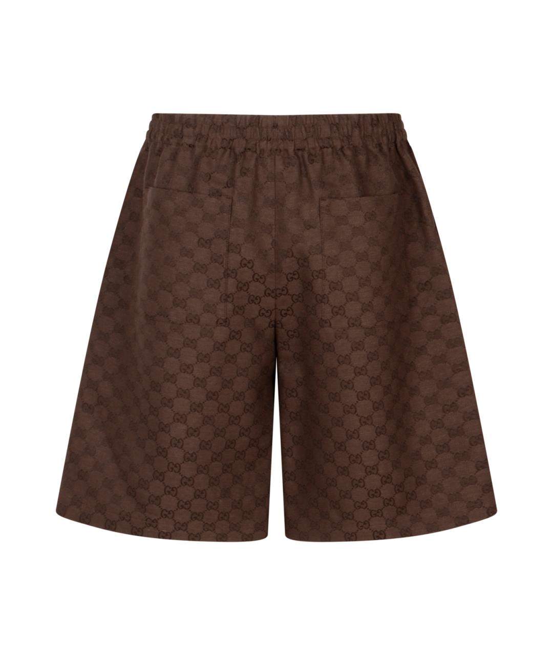 GUCCI Коричневые льняные шорты, фото 2