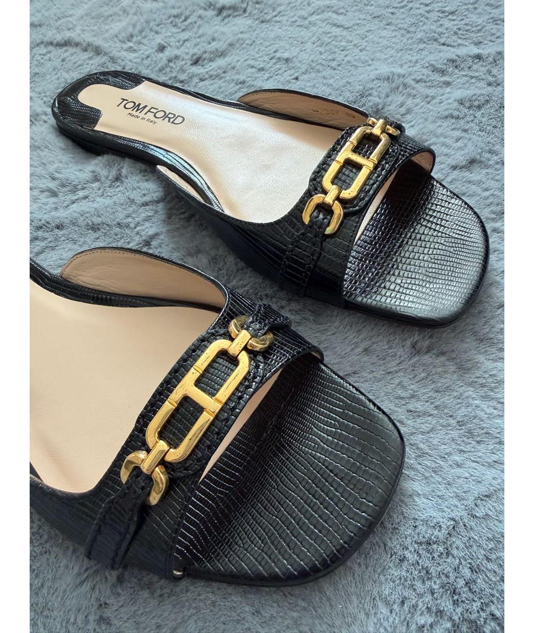 TOM FORD Черные кожаные мюли, фото 3