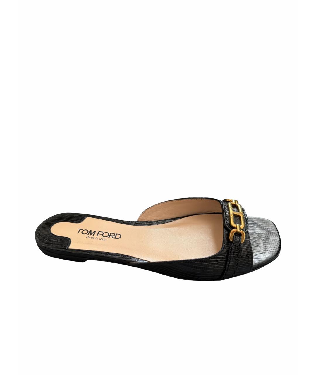 TOM FORD Черные кожаные мюли, фото 1