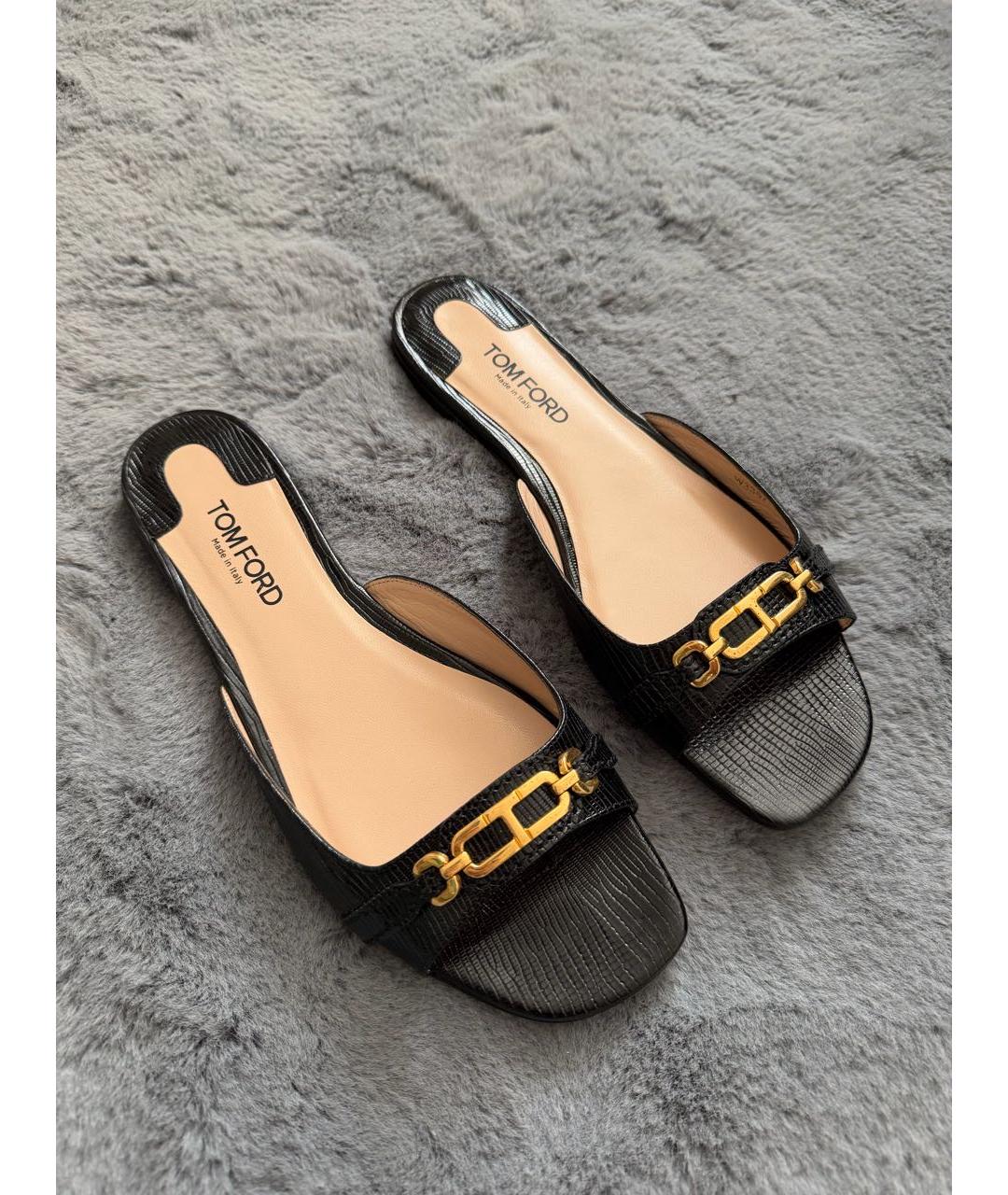 TOM FORD Черные кожаные мюли, фото 2