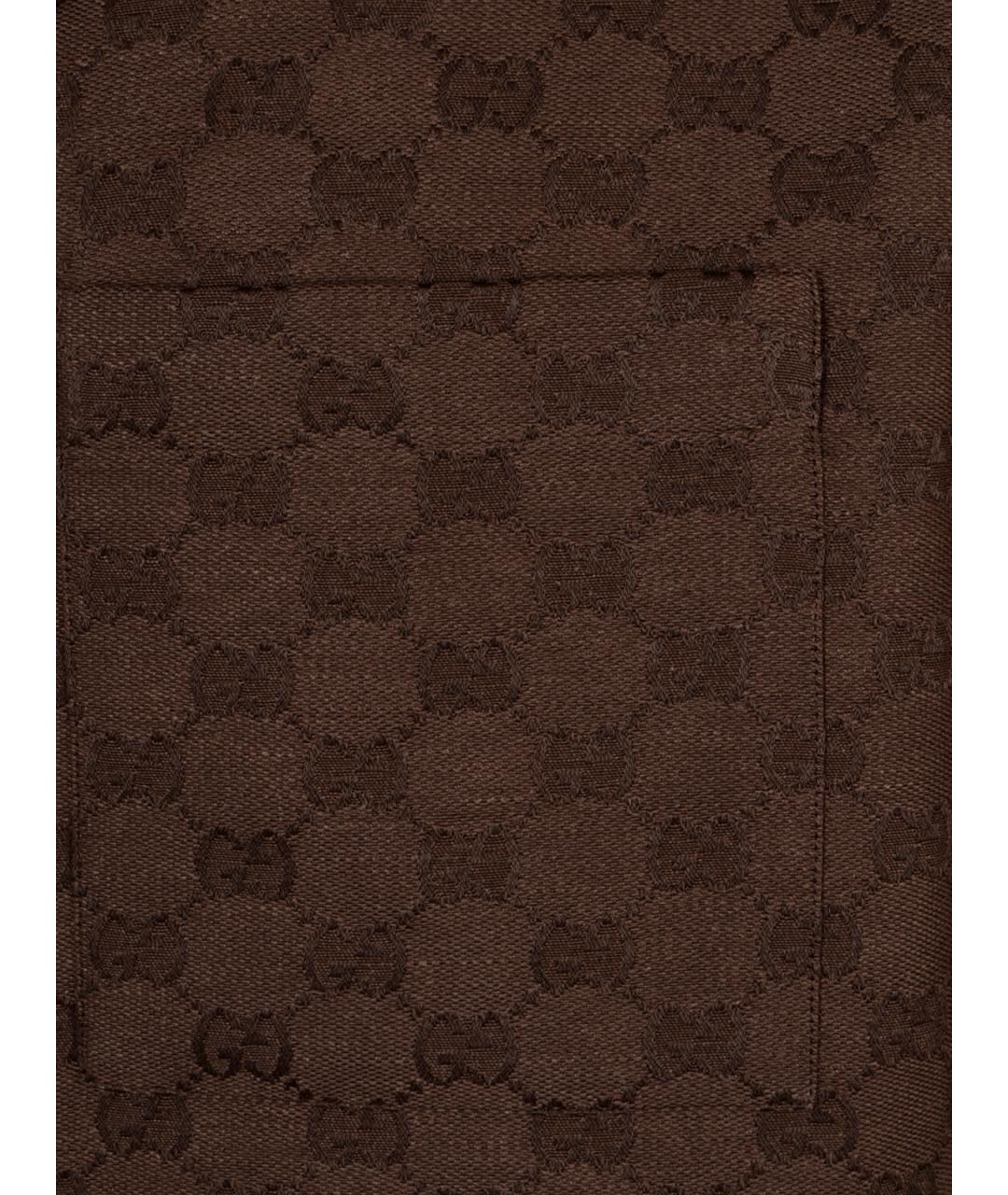 GUCCI Коричневая льняная классическая рубашка, фото 3