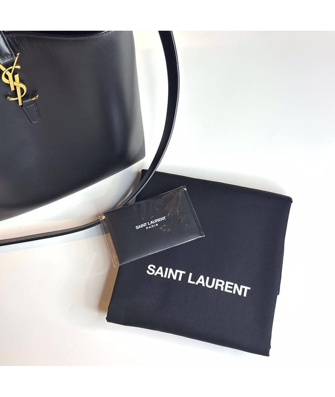 SAINT LAURENT Черная кожаная сумка с короткими ручками, фото 3