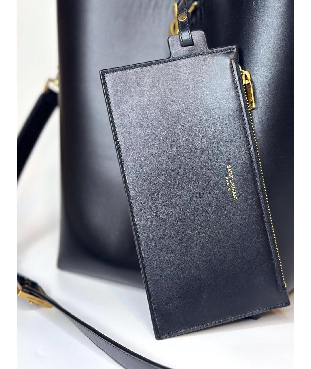 SAINT LAURENT Черная кожаная сумка с короткими ручками, фото 2