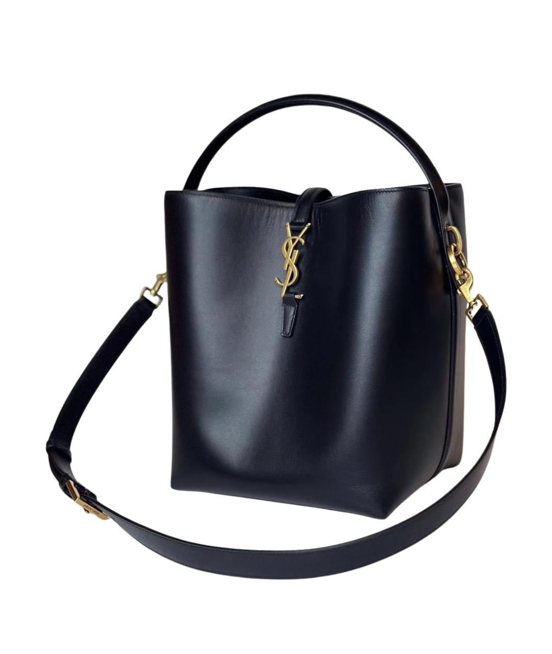 SAINT LAURENT Черная кожаная сумка с короткими ручками, фото 1