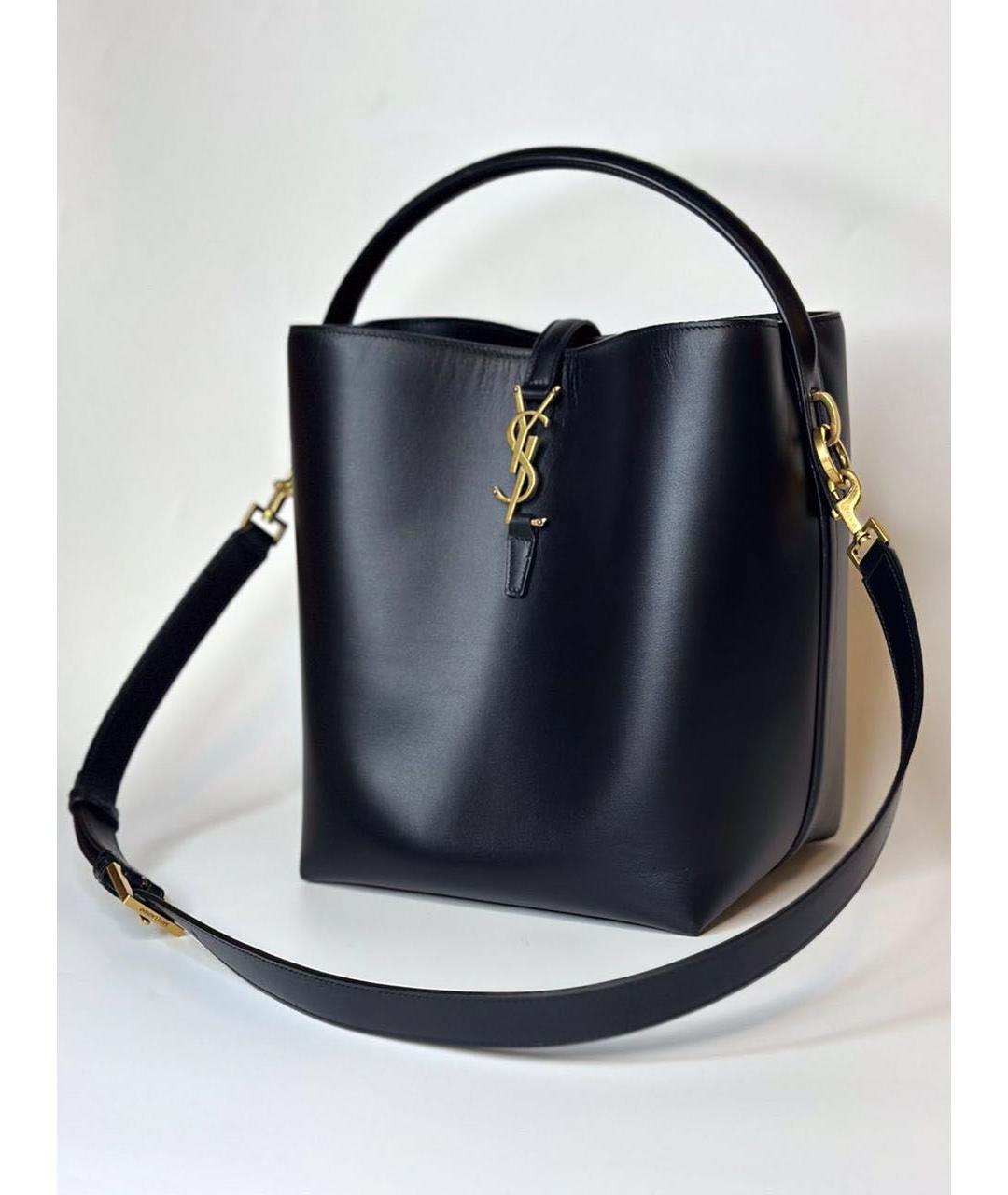 SAINT LAURENT Черная кожаная сумка с короткими ручками, фото 9