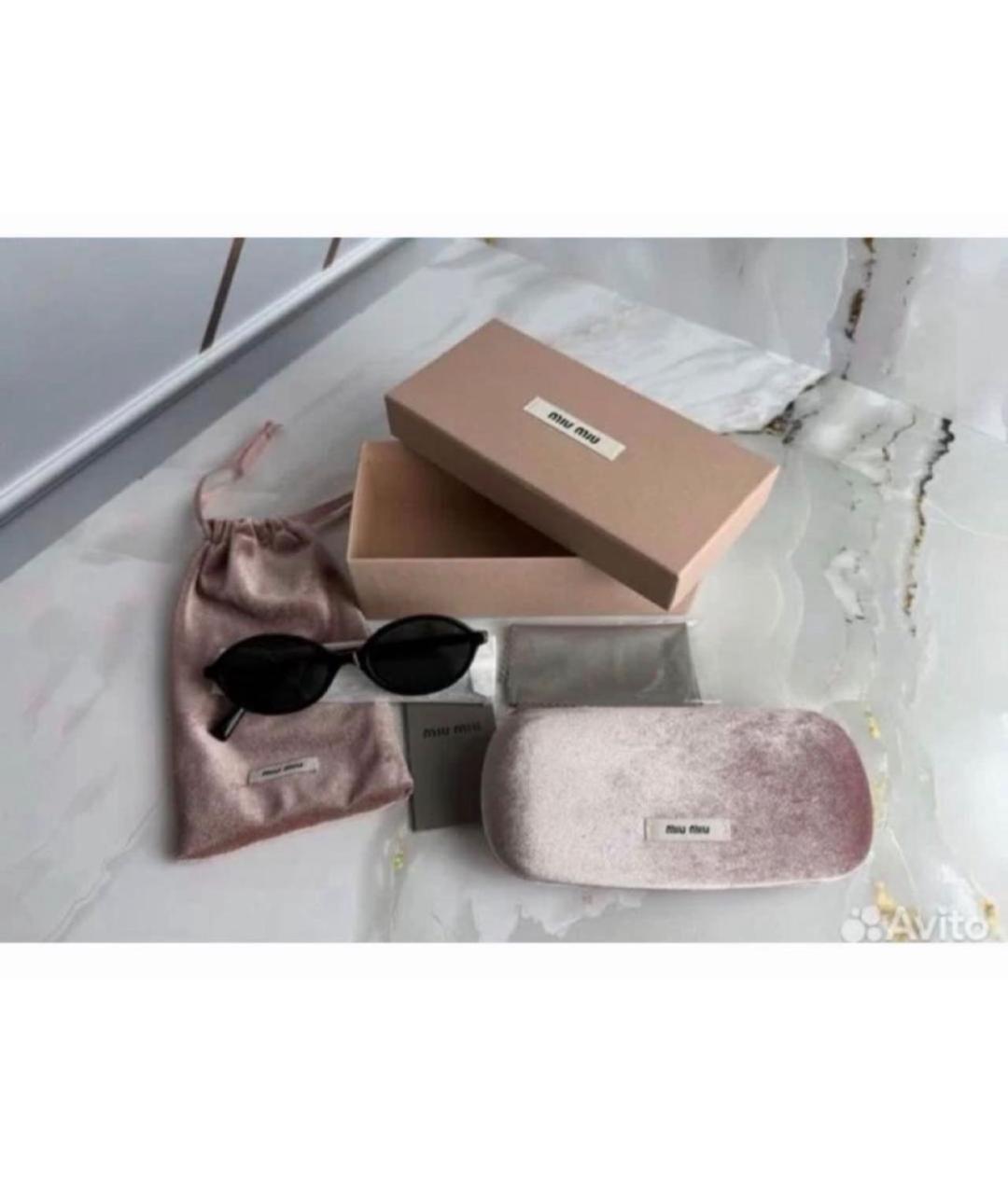 MIU MIU Черные пластиковые солнцезащитные очки, фото 4