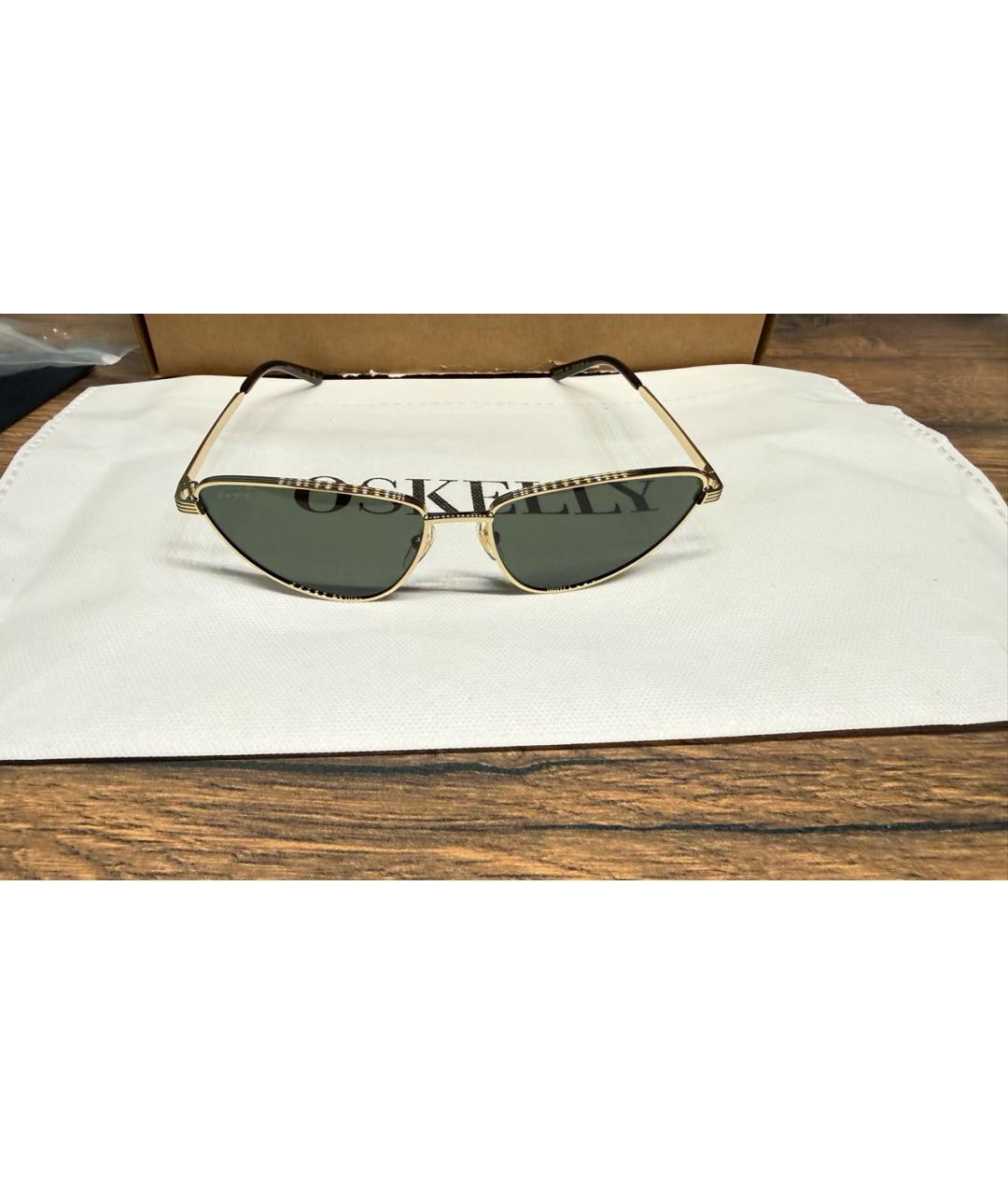 GUCCI Золотые металлические солнцезащитные очки, фото 8