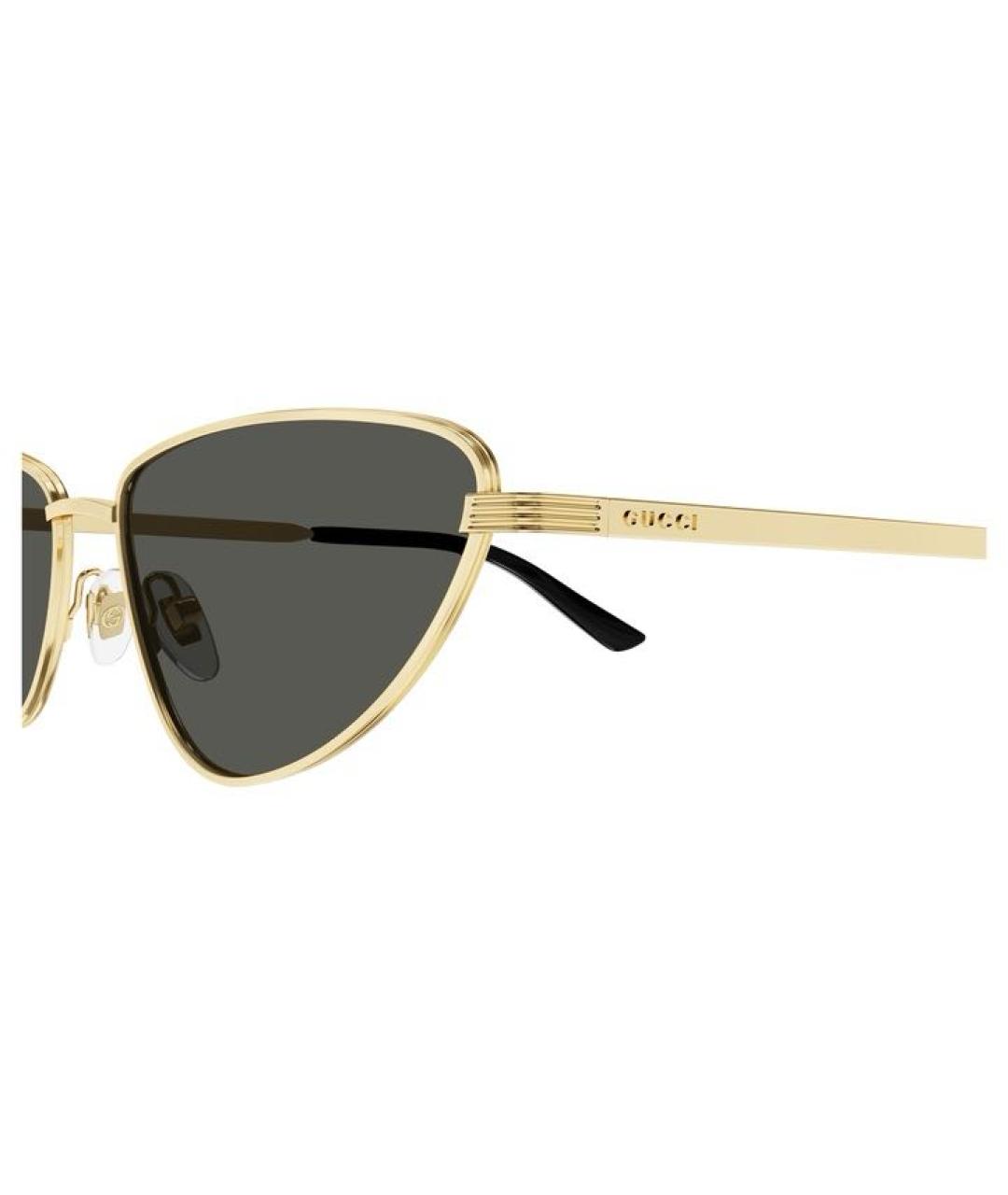 GUCCI Золотые металлические солнцезащитные очки, фото 2