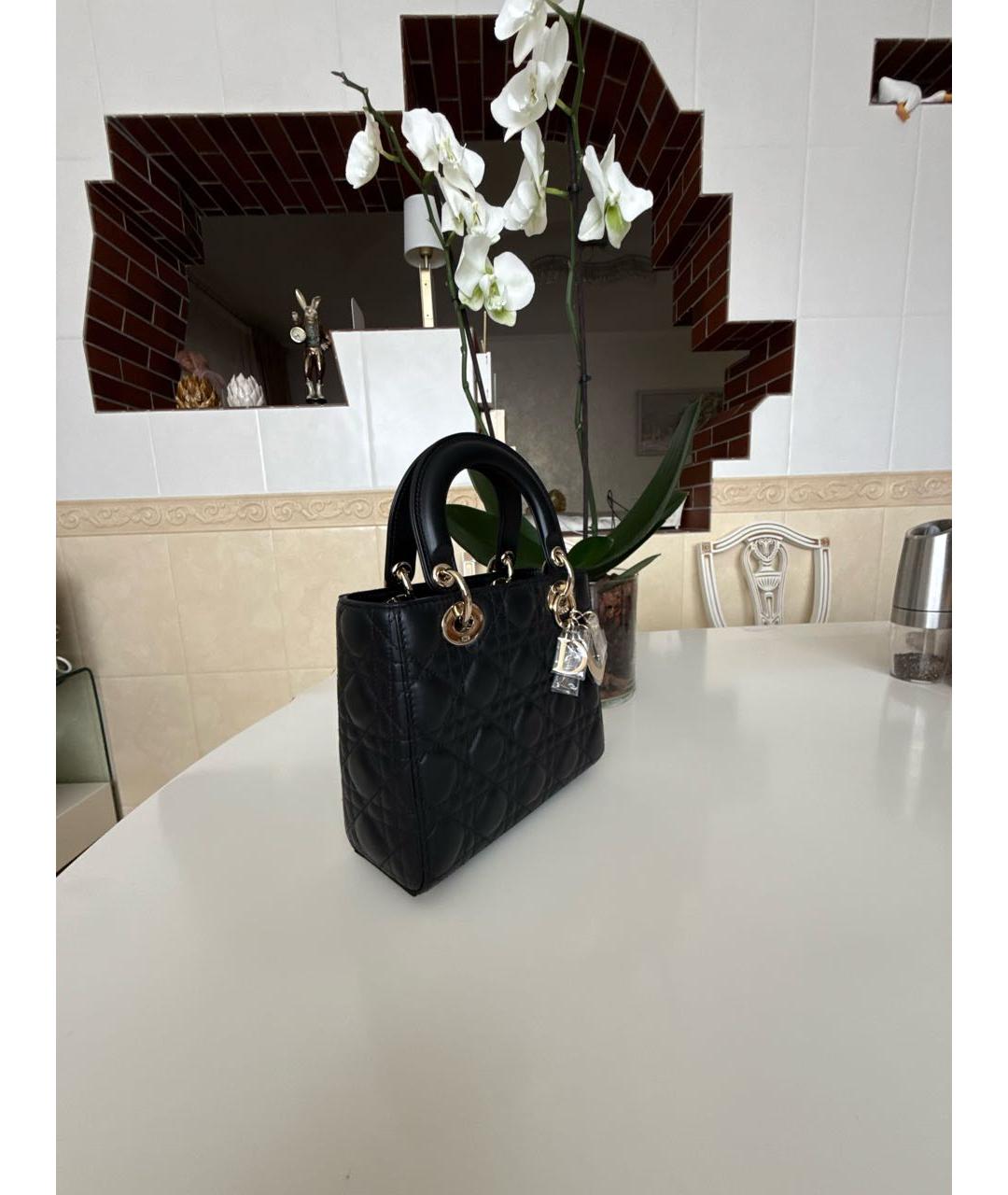 CHRISTIAN DIOR Черная кожаная сумка с короткими ручками, фото 2