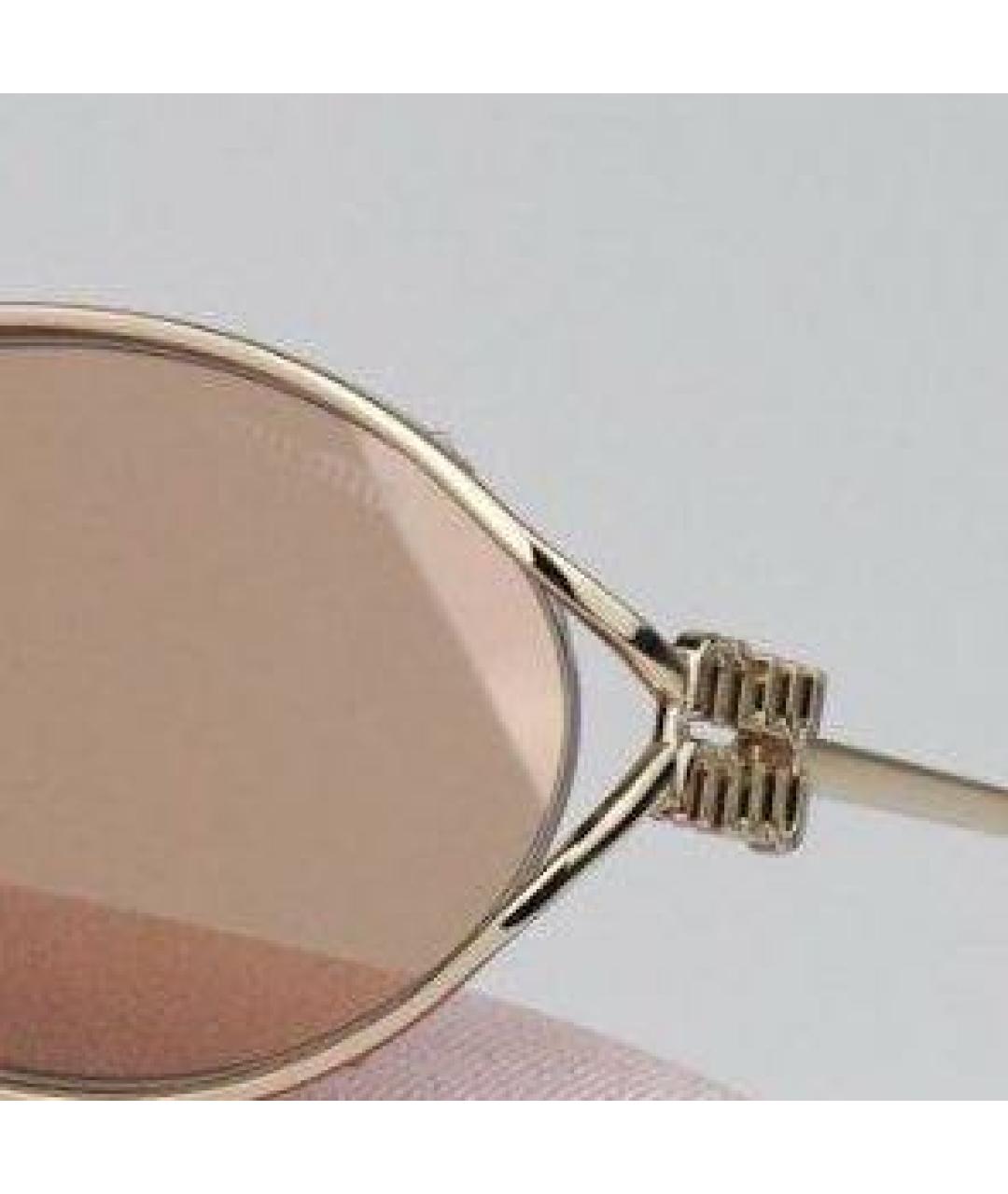 MIU MIU Золотые металлические солнцезащитные очки, фото 3