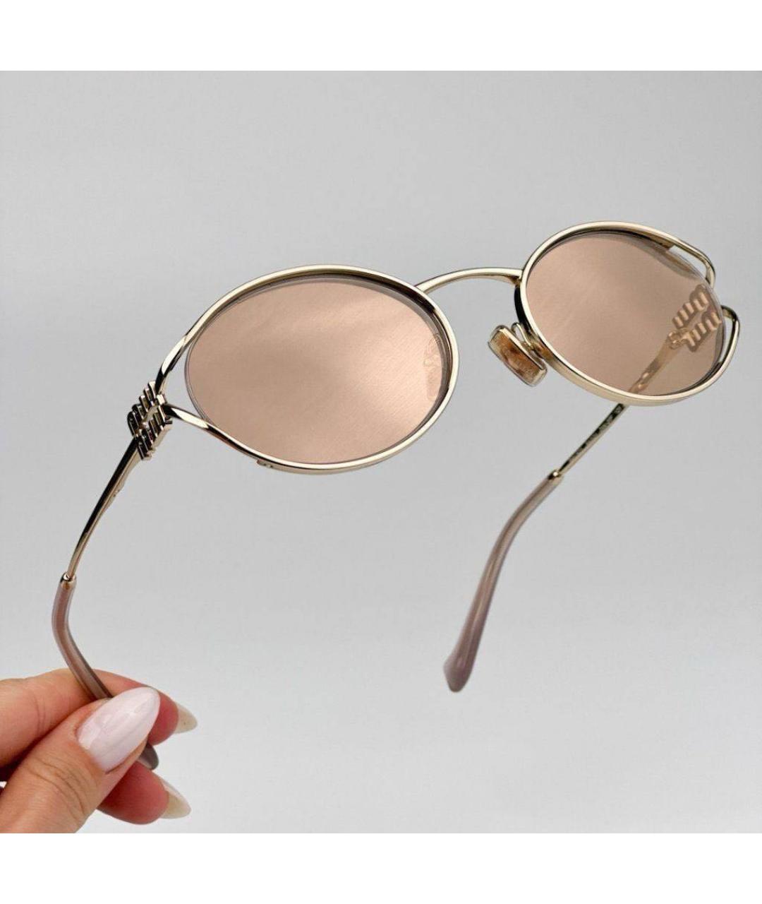 MIU MIU Золотые металлические солнцезащитные очки, фото 2