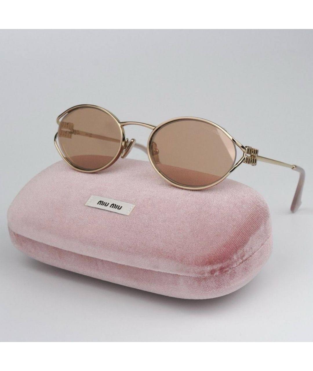 MIU MIU Золотые металлические солнцезащитные очки, фото 6