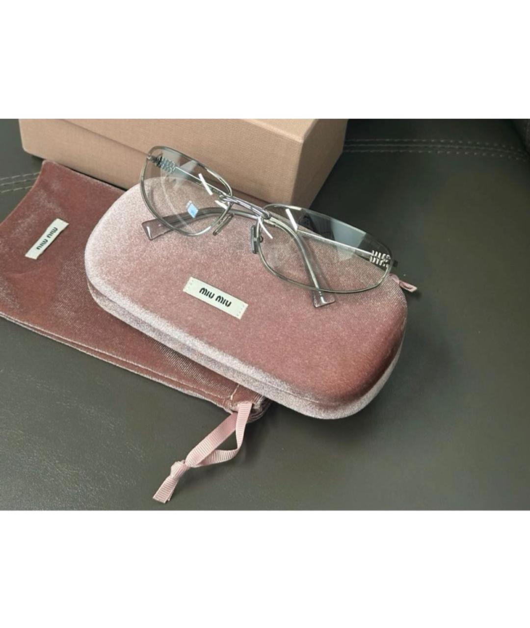MIU MIU Серебряные металлические солнцезащитные очки, фото 5