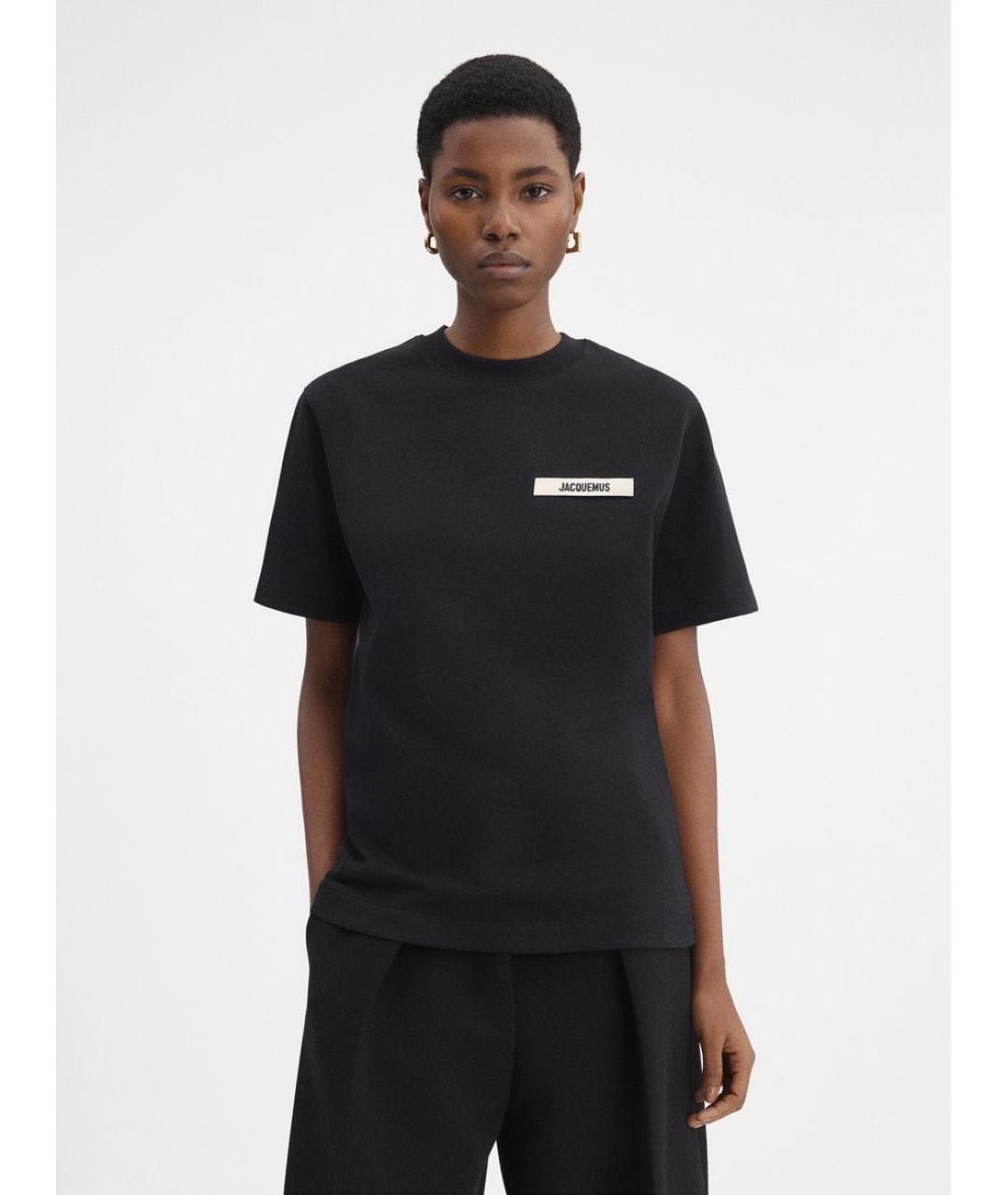 JACQUEMUS Черная хлопковая футболка, фото 2