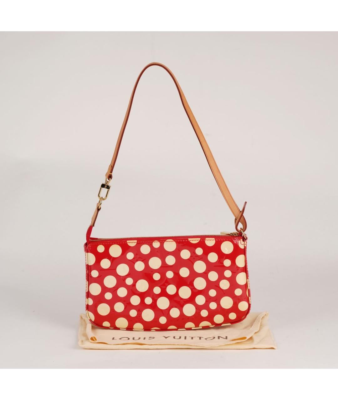 LOUIS VUITTON Красная кожаная сумка с короткими ручками, фото 2