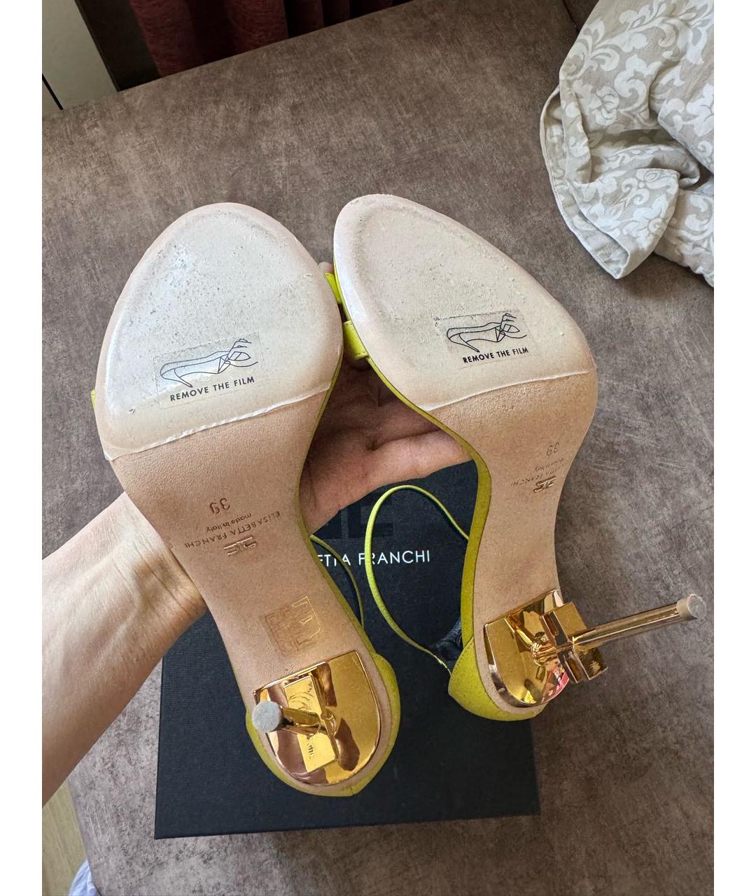 ELISABETTA FRANCHI Желтые кожаные босоножки, фото 3
