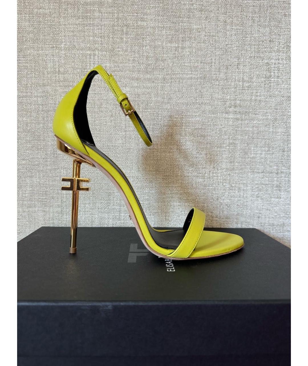 ELISABETTA FRANCHI Желтые кожаные босоножки, фото 9