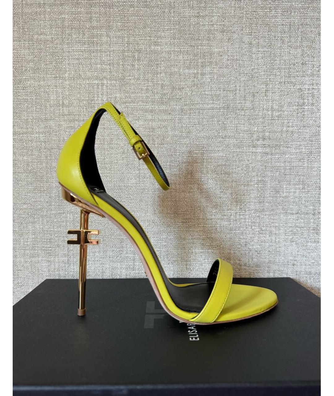 ELISABETTA FRANCHI Желтые кожаные босоножки, фото 8