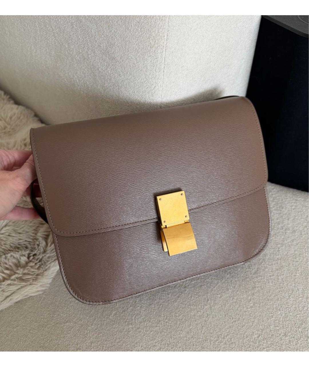 CELINE Коричневая кожаная сумка через плечо, фото 2
