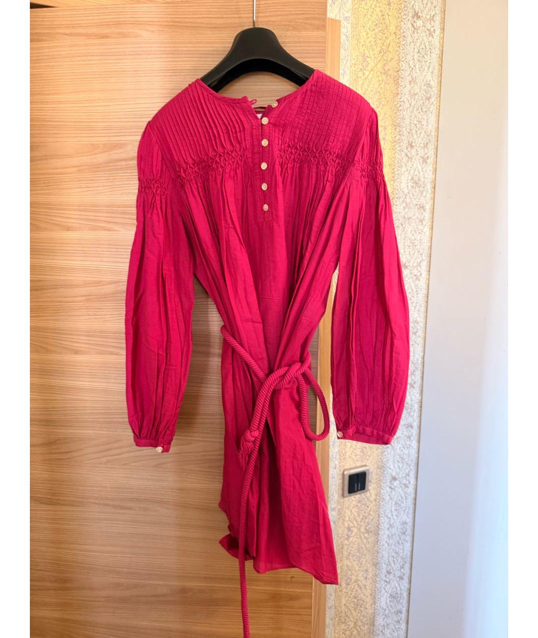 ISABEL MARANT ETOILE Фуксия хлопковое повседневное платье, фото 5