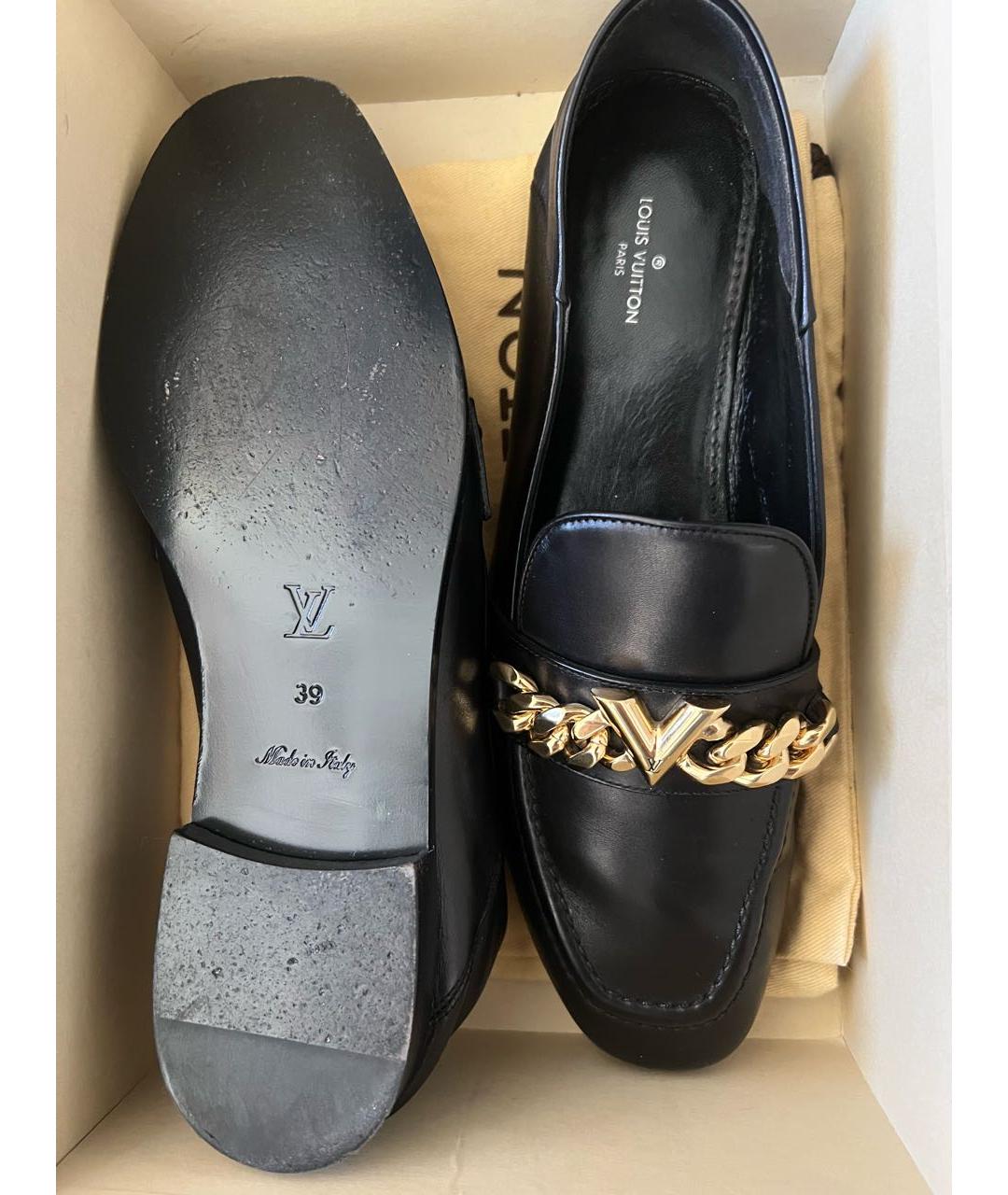 LOUIS VUITTON Черные кожаные лоферы, фото 3