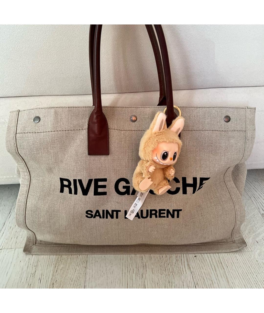 SAINT LAURENT Бежевая льняная пляжная сумка, фото 3