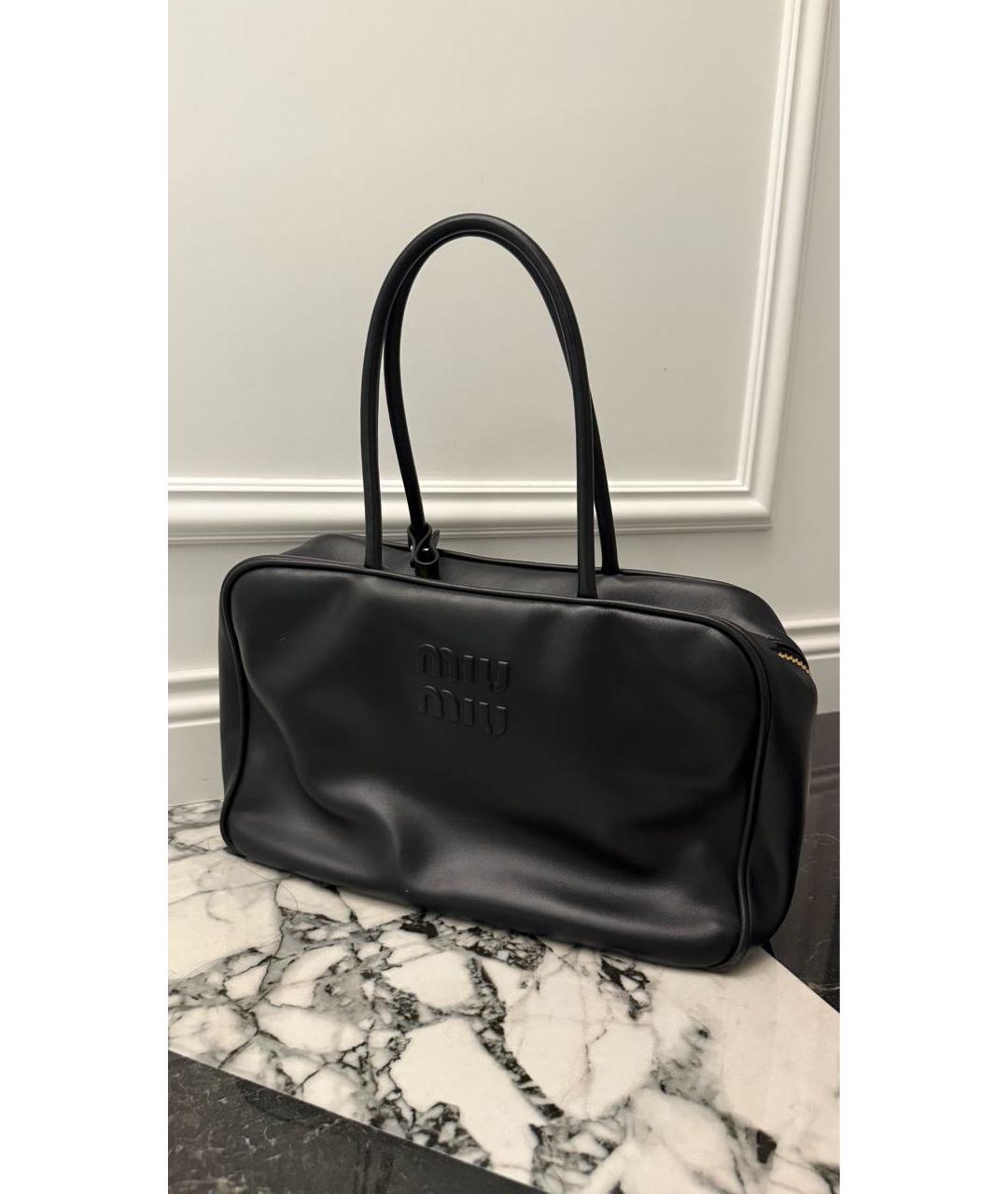 MIU MIU Черная кожаная сумка с короткими ручками, фото 6