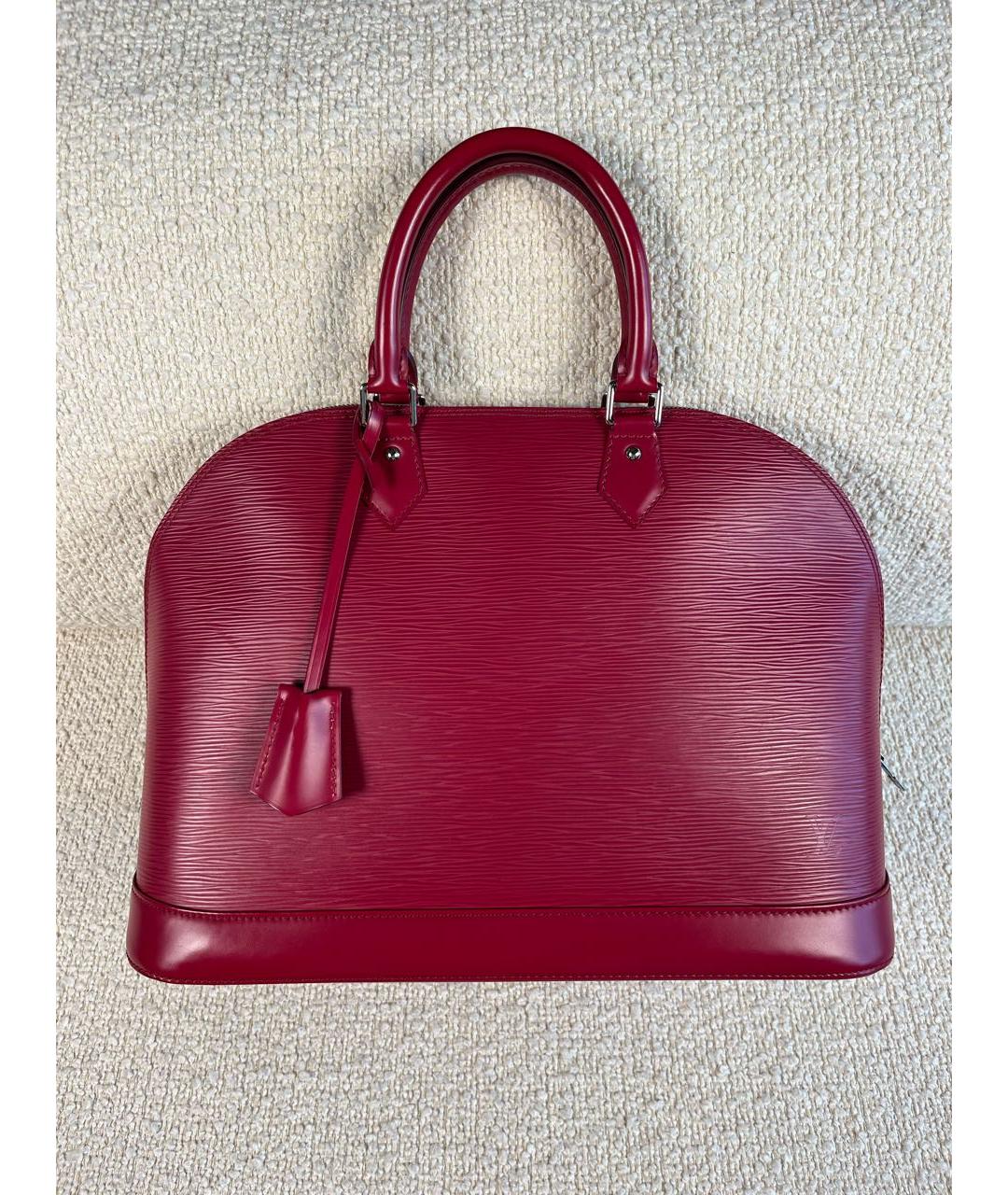 LOUIS VUITTON Бордовая кожаная сумка с короткими ручками, фото 9