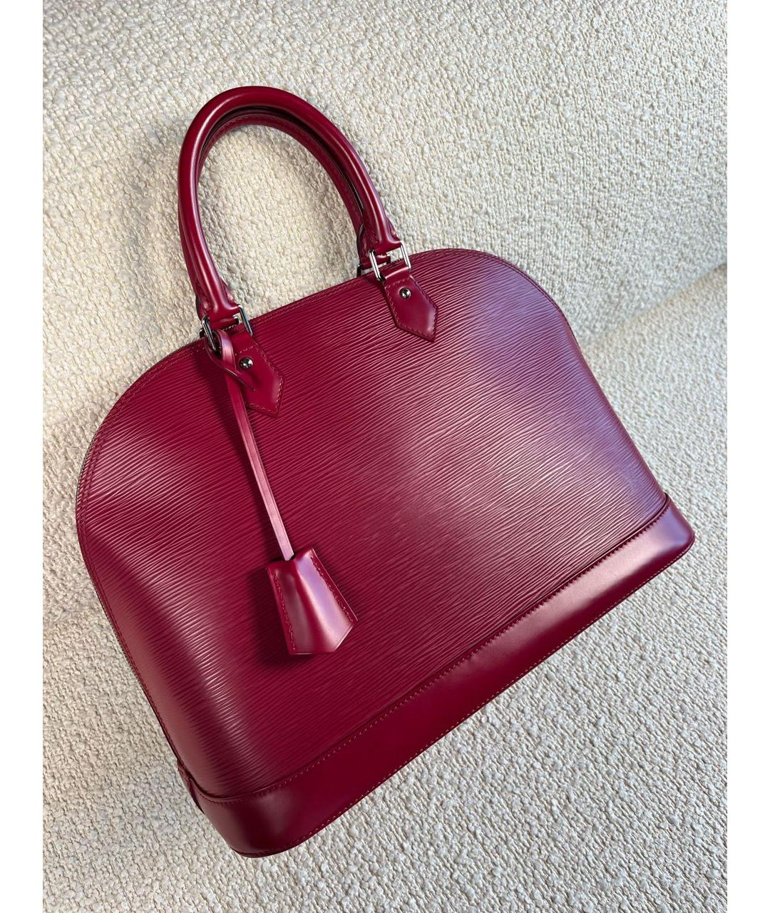 LOUIS VUITTON Бордовая кожаная сумка с короткими ручками, фото 3