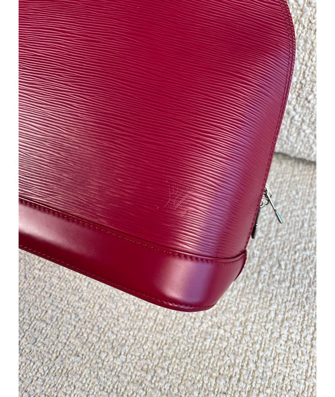LOUIS VUITTON Бордовая кожаная сумка с короткими ручками, фото 6